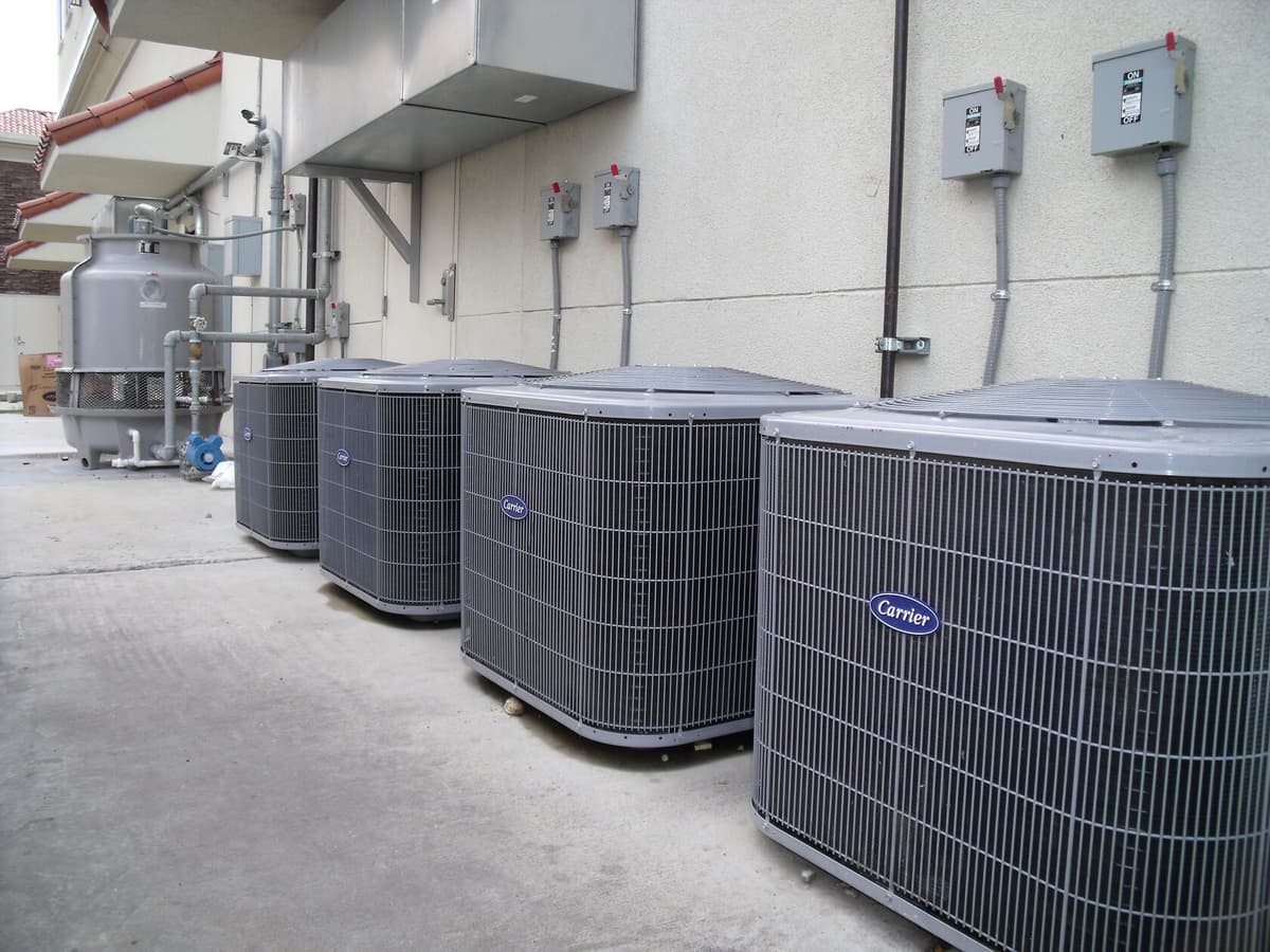 Row of commercial air conditioning equipment