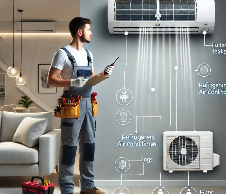 Ductless mini split air conditioner on a wall