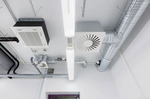 Technician inspecting an HVAC system